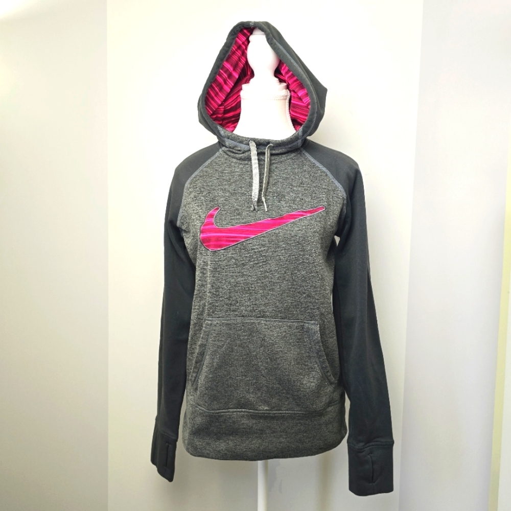 Nike Women's Therma Fit Gray Hoodie Pullover Sweater, Sz S (PTP 19")